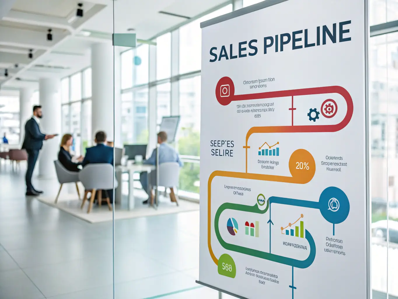 An image depicting marketing and sales automation processes within HubSpot, showing leads flowing through a pipeline with automated actions and clear tracking, representing ROI-driven marketing.